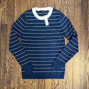 J.Crew Women’s Medium Navy and White Striped Shirt
